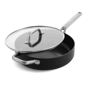 GreenPan Omega Hard Anodized 4.5QT Saut Pan with Healthy Ceramic Nonstick Coating, Glass Lid, Induction Compatible, Oven and Broiler Safe, Black
