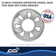 CoasttoCoast IWCIMP21 Wheel Skin Set of 4, Chrome-Plated, 7 Dimpled Spokes, Snap-On, ABS Plastic, 15 Inch