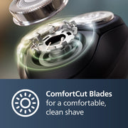 Philips Norelco Shaver 1100 Series, 27 Self-Sharpening ComfortCut Blades, 4D Floating Heads, Corded Electric, Deep Black, S1016/90