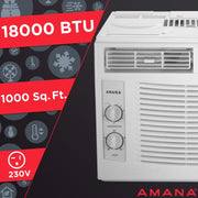 Amana AMAP182CW 18,000 BTU sq.ft. 1000 230v Window Mounted Air Conditioner with Remote Control White