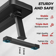 FLYBIRD Folding Flat Weight Bench, Heavy-Duty Alloy Steel, 600lbs Capacity, Foldable Space-Saving Design, 2.5in Padded Cushion, Adjustable Non-Slip Foot Caps, PD-US02W