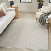Nourison Natural Texture Area Rug, Cut-and-Loop Pile, Striped Contemporary Design, Ivory Beige, 5 ft 3 in x 7 ft, NTX01