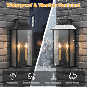 Lawyettle Dusk to Dawn Outdoor Wall Light, 20.6 in Large 2-Light Black Waterproof Wall Sconce with Glass, Modern Exterior Wall Lantern for Porch, Garage, Patio MX7008