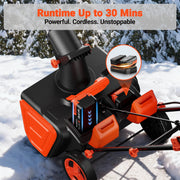 VOLTASK 48V Cordless Snow Shovel 20-inch Brushless Electric Snow Blower with Wheels