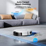 Laresar L10 Robot Vacuum Cleaner LIDAR Navigation, 6500Pa 180Min Smart Robot Vacuum and Mop Combo with App/Alexa Control, for Carpets Pet Hair Hardwood Floor, White