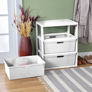 Sterilite Wide 3 Drawer Tower Storage Cart with Removable Decorative Bins, White, 4430-80