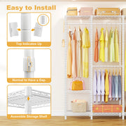 Ulif Home H50-White Heavy Duty Clothing Rack for Hanging Clothes - Extra Large 1400lb Capacity Garment Rack