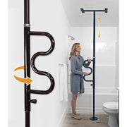 Stander Wonder Pole Plus Safety Assist Pole with 360-Degree Rotating Double Grab Bar, Tension Mounted Floor to Ceiling Support for Seniors, Black, Fits 7 to 10 ft Ceilings, Supports 300 lb, 1110-B