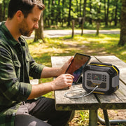 Stanley FatMax Car Battery Booster with 120 PSI Air Compressor, USB PowerStation, Solar Compatible, Yellow, LPS120CF