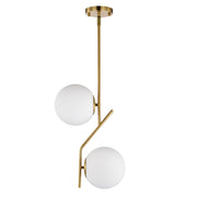 Ashop Modern Gold Adjustable 2-Light Mid Century Globe Pendant Light with Opal Glass Shades for Kitchen 1385CH-180