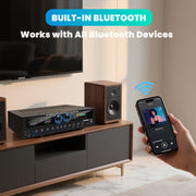 Starklok 7.2 Channel Home Theater Audio Stereo Receiver, 1000W Peak Power, Bluetooth 5.2, Black