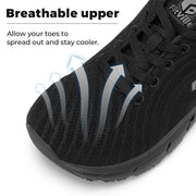 FitVille Womens Running Shoes Wide Sneakers with Arch Support, Black, Size 8 Wide, FlowCore V2