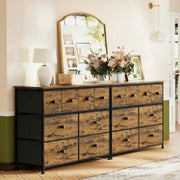 Gunaito 1834459 Steel Frame Wooden 8 Drawer Dresser For Bedroom (Rustic Brown)