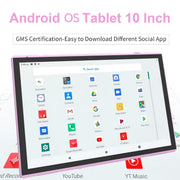 NOVOJOY Android Tablet, 10.1 Inch IPS HD Touchscreen, 6GB RAM, 32GB Storage, 1TB Expansion, 6000mAh Battery, Dual Camera, WiFi-6, Bluetooth 5.0, Pink with Case and Stylus NVZB10Pink3in1