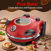 ONSON 12-Inch Countertop Pizza Oven with Removable Ceramic Stone, Heats up to 800F, Independent Top and Bottom Controls, Red