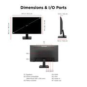 ViewSonic VA2247-MH 22 Inch Full HD 1080p Monitor, 100Hz Refresh Rate, AMD FreeSync, Frameless Bezel, HDMI and VGA Inputs, Eye Care Technology