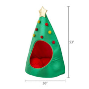 Vibrant Life Extra Large Christmas Tree Holiday Pet Bed, Green and Red, 38 in x 50 in, Holiday2025 XL Xmas Tree Hut