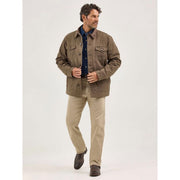 Wrangler Men's Western Lined Barn Coat, Quilted Flannel Lining, Morel Brown, Medium, 112367636