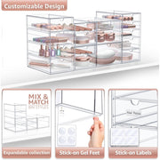 Sorbus Acrylic Makeup Storage Organizer, 16 Clear Drawers, Stackable 4-Pack, Smooth Sliding with Easy-Pull Handles