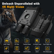 Fetervic Z096 IP65 Waterproof 4K Video Recording Night Vision Hunting Gear Binoculars for Adults