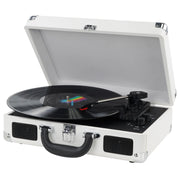 DIGITNOW M417 Bluetooth Record Player 3 Speeds Turntable with Built-in Stereo Speakers, Suitcase Design - White