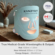Kandyway KWE100-1 Therapy Mask for Face FDA Cleared, Medical Grade, Infrared Light to Reduce Wrinkles & Improve Skin Tone Red Light