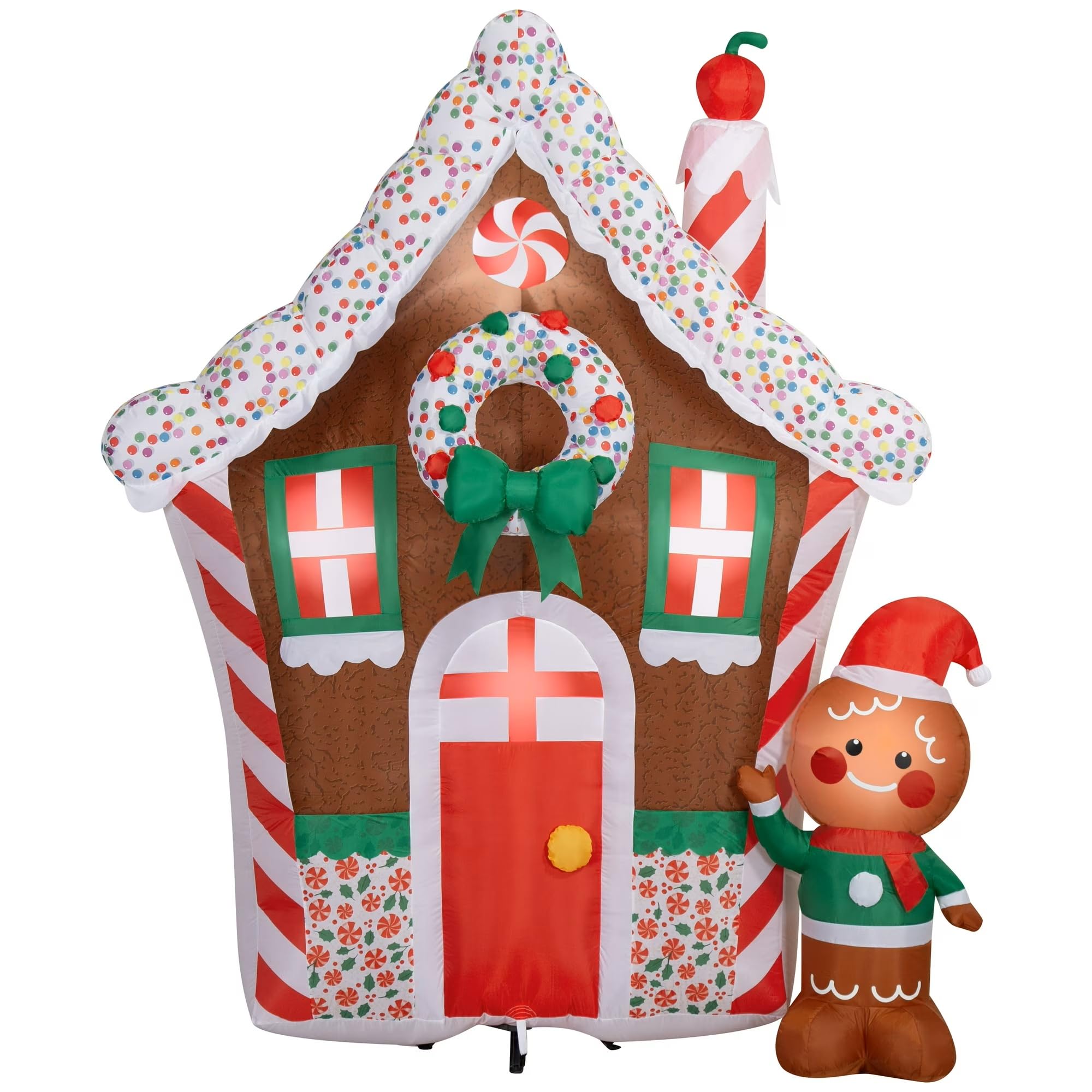 Gemmy Gingerbread House Christmas Inflatable, Multicolor, 8 ft, Outdoo ...