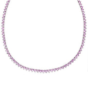 Unbranded AP11401-CP-SS Lab Pink Sapphire Tennis Necklace in Sterling Silver, 15 18