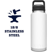 YETI Rambler Bottle with Chug Cap, Double-Wall Vacuum Insulated, Leakproof, 36 oz, Firefly Yellow, 81628652