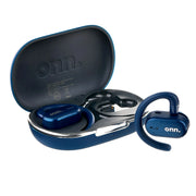 onn. AABLU100130685 Wireless Open-Ear Earphones with Environmental Noise Cancellation Microphones & Charging Case, Blue