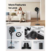 Dreo Poly Fan 306 Pedestal Fan, Ultra-Quiet 25dB, 80 Oscillation, 90 Vertical Tilt, 34-41 in Adjustable Height, 3 Speeds with Auto Mode, Remote Control, Black
