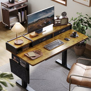 INNOVAR Standing Desk with 3 Drawers, 3-Tier Electric Stand up Computer Desks