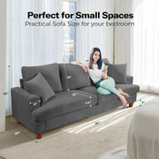 Neche SC002 83'' 3 Seater Upholstered Corduroy Sofa, Gray
