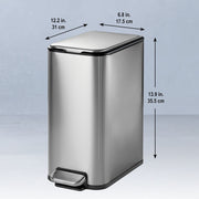 Tramontina Space-Saving 2-Pack 2-Gallon Step Cans, Stainless Steel