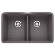 Blanco 441470 Silgranit II Diamond Equal Double Bowl, Cinder