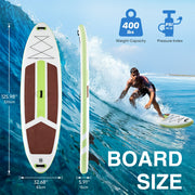 Edx Inflatable Stand Up Paddle Boards 10 ft 5 in with Premium SUP Paddle Board Accessories, Brown Green