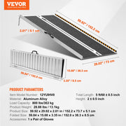 KFFKFF Folding Wheelchair Ramp: A Portable Aluminum Threshold Ramp, 5 ft Long, Supports up to 800 lbs