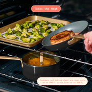 Drew Barrymore 21-Piece Ceramic Nonstick Cookware Set with Aluminum Pots, Pans, Bakeware, and Silicone Kitchen Tools, Thyme Green - Durable