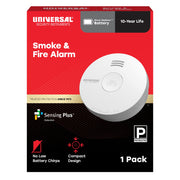 Universal Security Instruments 2 IN 1 Smoke and Fire Alarm with 10-Year Sealed Battery, Photoelectric Sensor, White, Round
