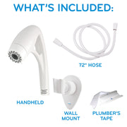 Oxygenics BodySpa Adventure RV Handheld Shower Head, 3 Spray Settings, White, 72-Inch Hose, 25788