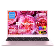 HYYUO Laptop Computer, 15.6-inch FHD Anti-Glare IPS Display, Intel 6500Y Dual-Core up to 3.4GHz, 16GB RAM Expandable to 32GB, 512GB SSD, Pink, Lightweight, NCS154Y