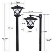 Jahy2Tech KingFurt 4 Pack Solar Lantern Garden Lamp Post Light, 2 in 1 Outdoor Waterproof Hanging and Stake Mount, Black