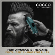 Cocco Hyper Veloce Pro Trimmer, Digital Gap Graphene Blade, High-Torque Brushless BLDC Motor, Cordless, All-Metal Aluminum Alloy, Lithium-Ion Battery, Dark Teal