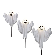 Way To Celebrate 75-177 Fabric Ghost Pathmarker Lights, 3-Pack, Warm White LED, 6ft Outdoor Halloween Decoration