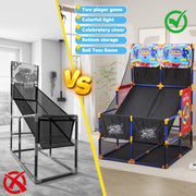 COCLUB 2in1 Indoor Kids Basketball Hoop Set with Dual Hoops, Electronic Scoreboard, LED Lights, 6 Basketballs and Sticky Balls for Ages 3-6