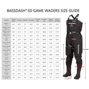 Bassdash 3D Boot Foot Game Wader, Ultra High Strength Ripstop Nylon PVC, Black Plaid, Chest-High Fishing and Hunting Waders, XL