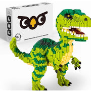QOQ Dinosaur Building Block Set, 1457PCS Micro Velociraptor Kit, Realistic Green ABS Collectible Decor