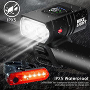 RONY Mountain Bike Light Set, 1000 Lumen Rechargeable Front and Rear LED Lights, Waterproof, Black