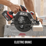 SKIL PWR CORE 20 Brushless 20V Circular Saw Kit, 7-1/4 Inch Blade, 5300 RPM, Cast Aluminum, Electric Brake, Red, CR5440B-10