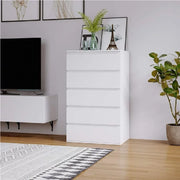 Homfa HMD-181 5 Drawer White Dresser, Modern Storage Cabinet for Bedroom